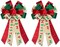 2 Pieces Christmas Bows for Wreath, Merry Christmas Wreath Bows Red Green Velvet Bow Winter Holiday Craft Ribbon Bow Xmas Tree Topper Bows for Front Door Christmas New Year Decorations